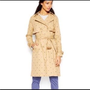 Maison Jules Taupe Embroidered Belted Trench Coat